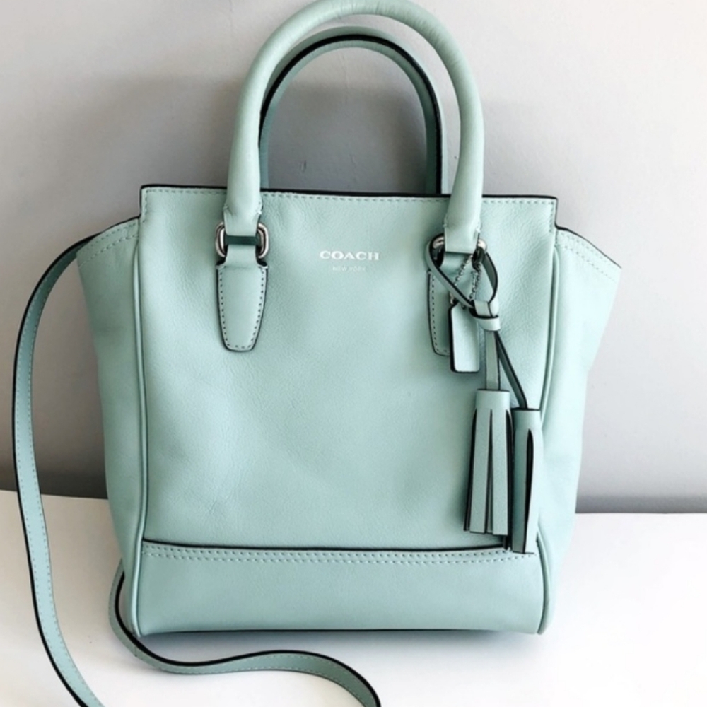 Coach Legacy Mini Tanner In Mint - Tassel Charm And Scarf - Picture 12 of 15